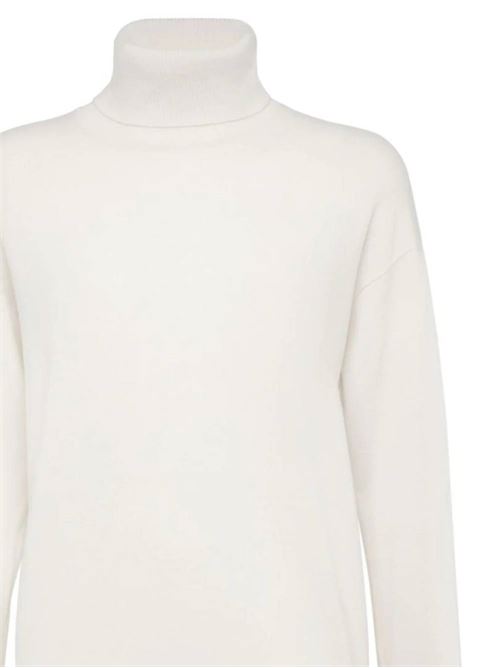 Maglione in cashmere bianco con collo a lupetto Brunello Cucinelli | M12150103C159